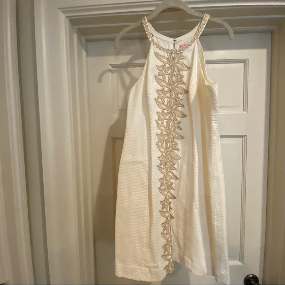 Lilly Pulitzer white and gold detail dress